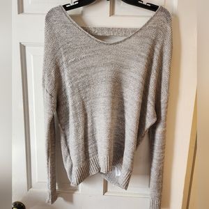 Gray Express Twist Back Sweater